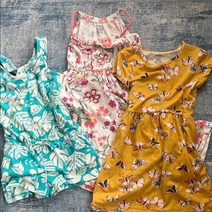 Carter's Girls 3-Piece Summer Dress & Romper Set - Mustard, Teal & White
